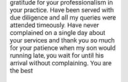 Actual text extract of the testimonial from Mrs Dalbindaba