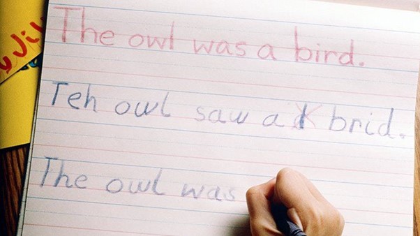 A child with dyslexia may have difficulty copying a sentence. A typical miscopied sentence will appear like this.